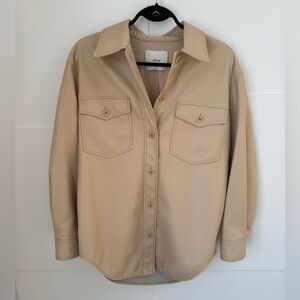 Aritzia Wilfred Cream Ganna Vegan Leather Shirt Jacket